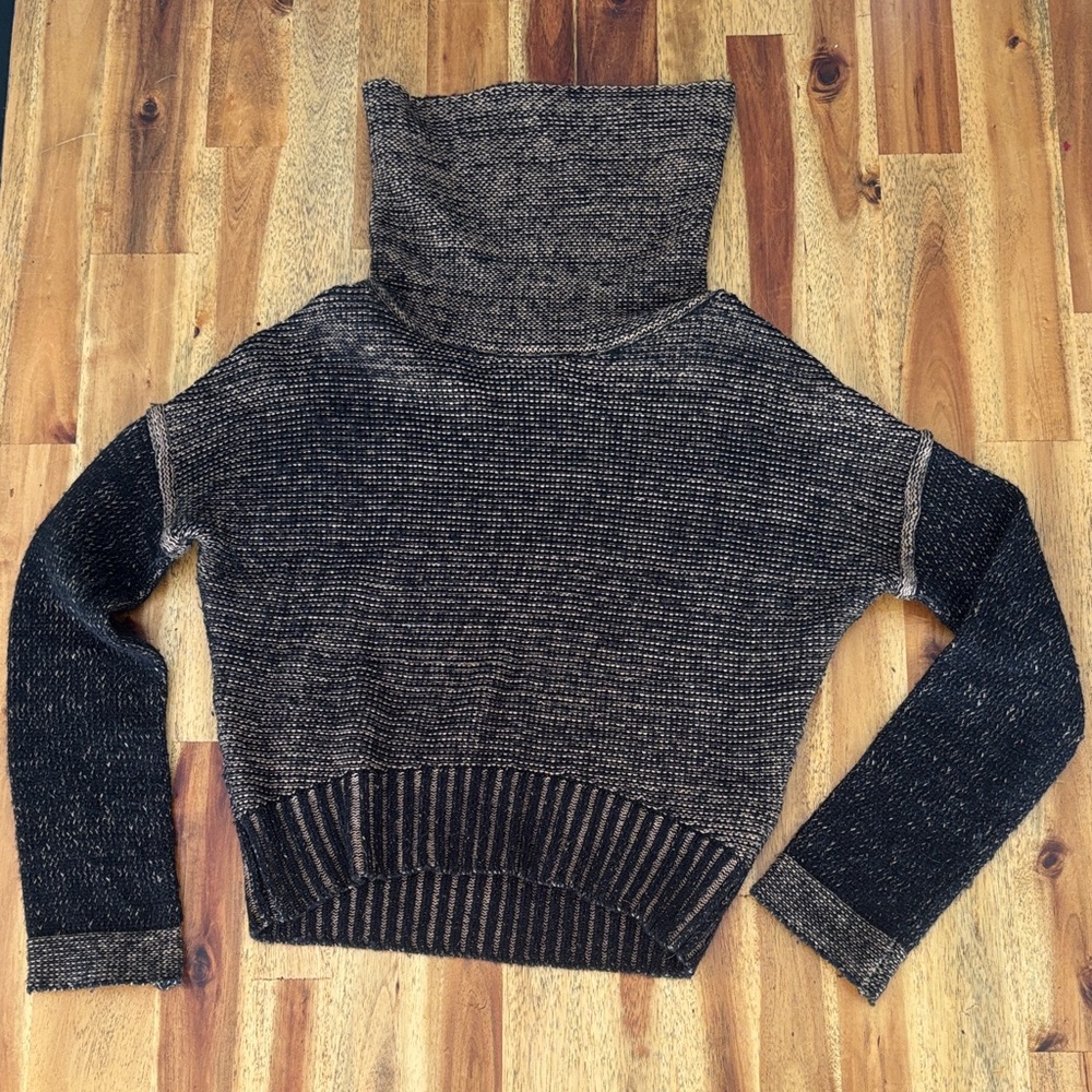 Zara Black and Brown Cowl Neck Sweater